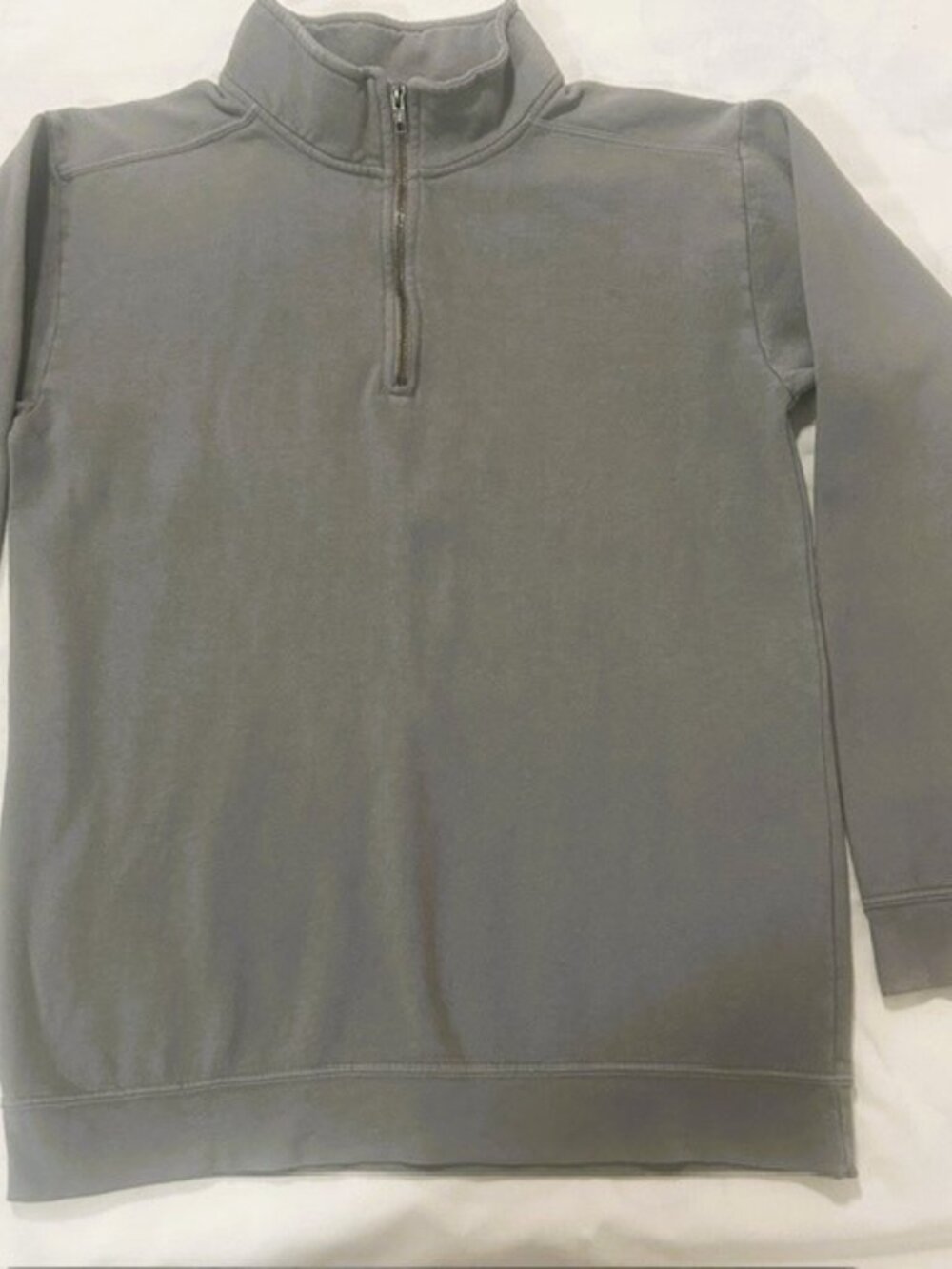 Comfort Colors Mens Sweater M 1/4 Zip Soft Gray Wash Read